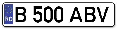 Placuta inmatriculare numar auto  B-500-ABV, B 500 ABV, B500ABV