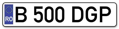 Placuta inmatriculare numar auto  B-500-DGP, B 500 DGP, B500DGP