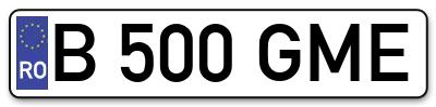 Placuta inmatriculare numar auto  B-500-GME, B 500 GME, B500GME