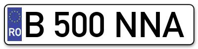 Placuta inmatriculare numar auto  B-500-NNA, B 500 NNA, B500NNA