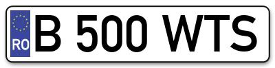 Placuta inmatriculare numar auto  B-500-WTS, B 500 WTS, B500WTS