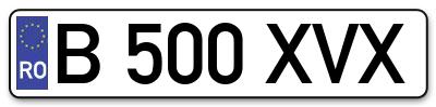 Placuta inmatriculare numar auto  B-500-XVX, B 500 XVX, B500XVX