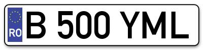 Placuta inmatriculare numar auto  B-500-YML, B 500 YML, B500YML