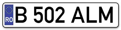 Placuta inmatriculare numar auto  B-502-ALM, B 502 ALM, B502ALM