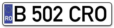 Placuta inmatriculare numar auto  B-502-CRO, B 502 CRO, B502CRO