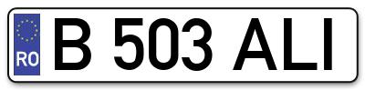 Placuta inmatriculare numar auto  B-503-ALI, B 503 ALI, B503ALI