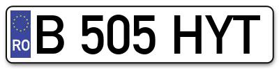 Placuta inmatriculare numar auto  B-505-HYT, B 505 HYT, B505HYT