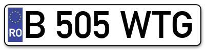 Placuta inmatriculare numar auto  B-505-WTG, B 505 WTG, B505WTG