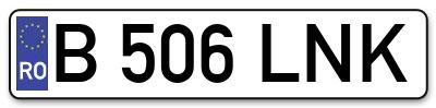 Placuta inmatriculare numar auto  B-506-LNK, B 506 LNK, B506LNK