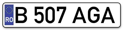 Placuta inmatriculare numar auto  B-507-AGA, B 507 AGA, B507AGA
