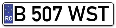 Placuta inmatriculare numar auto  B-507-WST, B 507 WST, B507WST