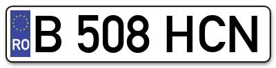 Placuta inmatriculare numar auto  B-508-HCN, B 508 HCN, B508HCN