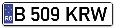 Placuta inmatriculare numar auto  B-509-KRW, B 509 KRW, B509KRW