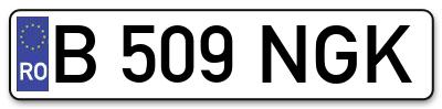 Placuta inmatriculare numar auto  B-509-NGK, B 509 NGK, B509NGK