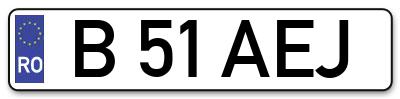 Placuta inmatriculare numar auto  B-51-AEJ, B 51 AEJ, B51AEJ