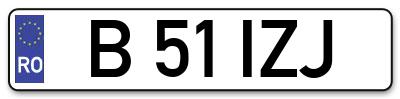 Placuta inmatriculare numar auto  B-51-IZJ, B 51 IZJ, B51IZJ