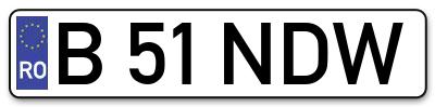 Placuta inmatriculare numar auto  B-51-NDW, B 51 NDW, B51NDW