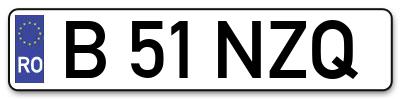 Placuta inmatriculare numar auto  B-51-NZQ, B 51 NZQ, B51NZQ