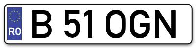 Placuta inmatriculare numar auto  B-51-OGN, B 51 OGN, B51OGN