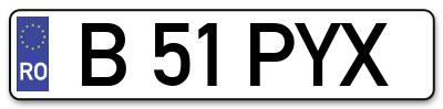 Placuta inmatriculare numar auto  B-51-PYX, B 51 PYX, B51PYX