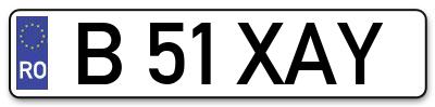 Placuta inmatriculare numar auto  B-51-XAY, B 51 XAY, B51XAY