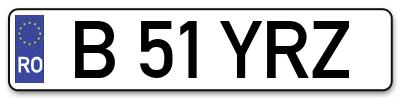 Placuta inmatriculare numar auto  B-51-YRZ, B 51 YRZ, B51YRZ