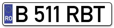 Placuta inmatriculare numar auto  B-511-RBT, B 511 RBT, B511RBT