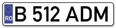 Placuta inmatriculare numar auto  B-512-ADM, B 512 ADM, B512ADM