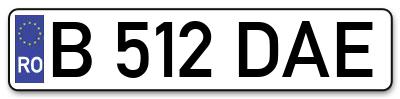 Placuta inmatriculare numar auto  B-512-DAE, B 512 DAE, B512DAE