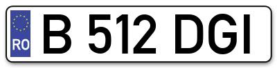 Placuta inmatriculare numar auto  B-512-DGI, B 512 DGI, B512DGI