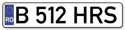 Placuta inmatriculare numar auto  B-512-HRS, B 512 HRS, B512HRS