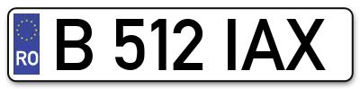 Placuta inmatriculare numar auto  B-512-IAX, B 512 IAX, B512IAX