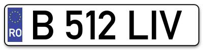 Placuta inmatriculare numar auto  B-512-LIV, B 512 LIV, B512LIV