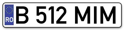 Placuta inmatriculare numar auto  B-512-MIM, B 512 MIM, B512MIM
