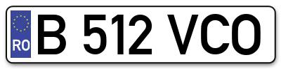 Placuta inmatriculare numar auto  B-512-VCO, B 512 VCO, B512VCO