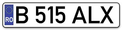 Placuta inmatriculare numar auto  B-515-ALX, B 515 ALX, B515ALX
