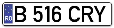 Placuta inmatriculare numar auto  B-516-CRY, B 516 CRY, B516CRY