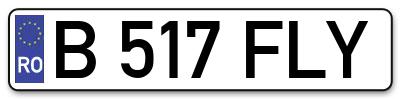Placuta inmatriculare numar auto  B-517-FLY, B 517 FLY, B517FLY