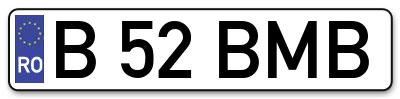 Placuta inmatriculare numar auto  B-52-BMB, B 52 BMB, B52BMB