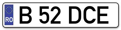 Placuta inmatriculare numar auto  B-52-DCE, B 52 DCE, B52DCE