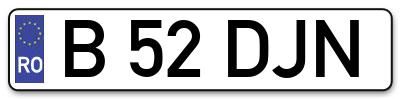 Placuta inmatriculare numar auto  B-52-DJN, B 52 DJN, B52DJN