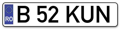 Placuta inmatriculare numar auto  B-52-KUN, B 52 KUN, B52KUN