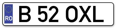Placuta inmatriculare numar auto  B-52-OXL, B 52 OXL, B52OXL