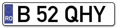 Placuta inmatriculare numar auto  B-52-QHY, B 52 QHY, B52QHY
