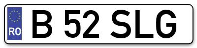 Placuta inmatriculare numar auto  B-52-SLG, B 52 SLG, B52SLG