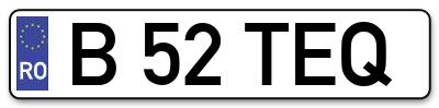 Placuta inmatriculare numar auto  B-52-TEQ, B 52 TEQ, B52TEQ