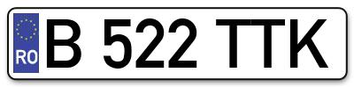 Placuta inmatriculare numar auto  B-522-TTK, B 522 TTK, B522TTK