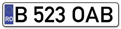 Placuta inmatriculare numar auto  B-523-OAB, B 523 OAB, B523OAB