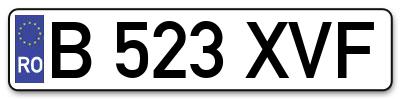 Placuta inmatriculare numar auto  B-523-XVF, B 523 XVF, B523XVF