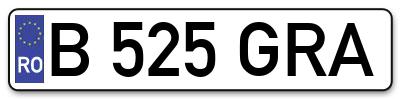 Placuta inmatriculare numar auto  B-525-GRA, B 525 GRA, B525GRA